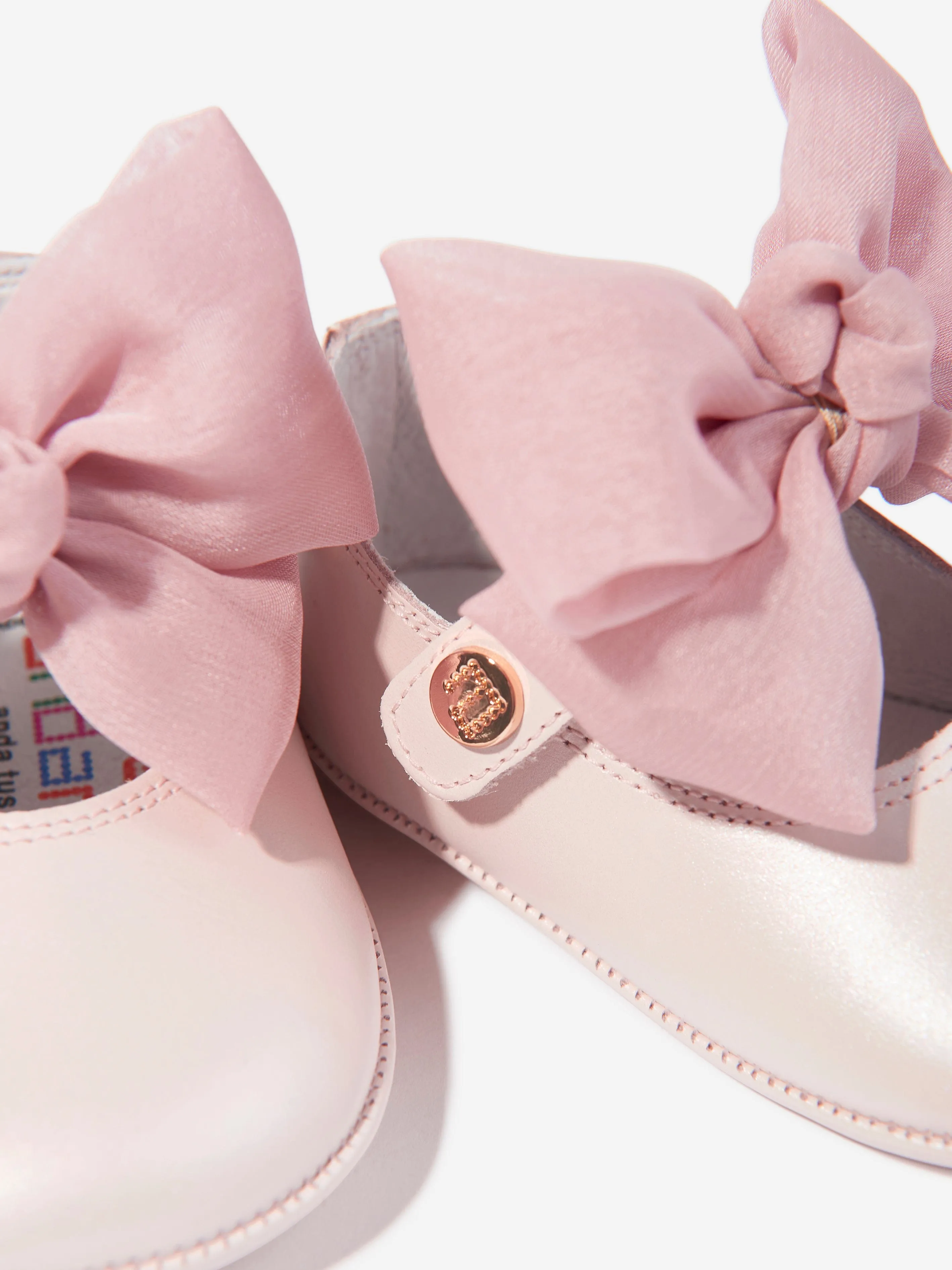 Baby Girls Leather Bow Shoes in Pink