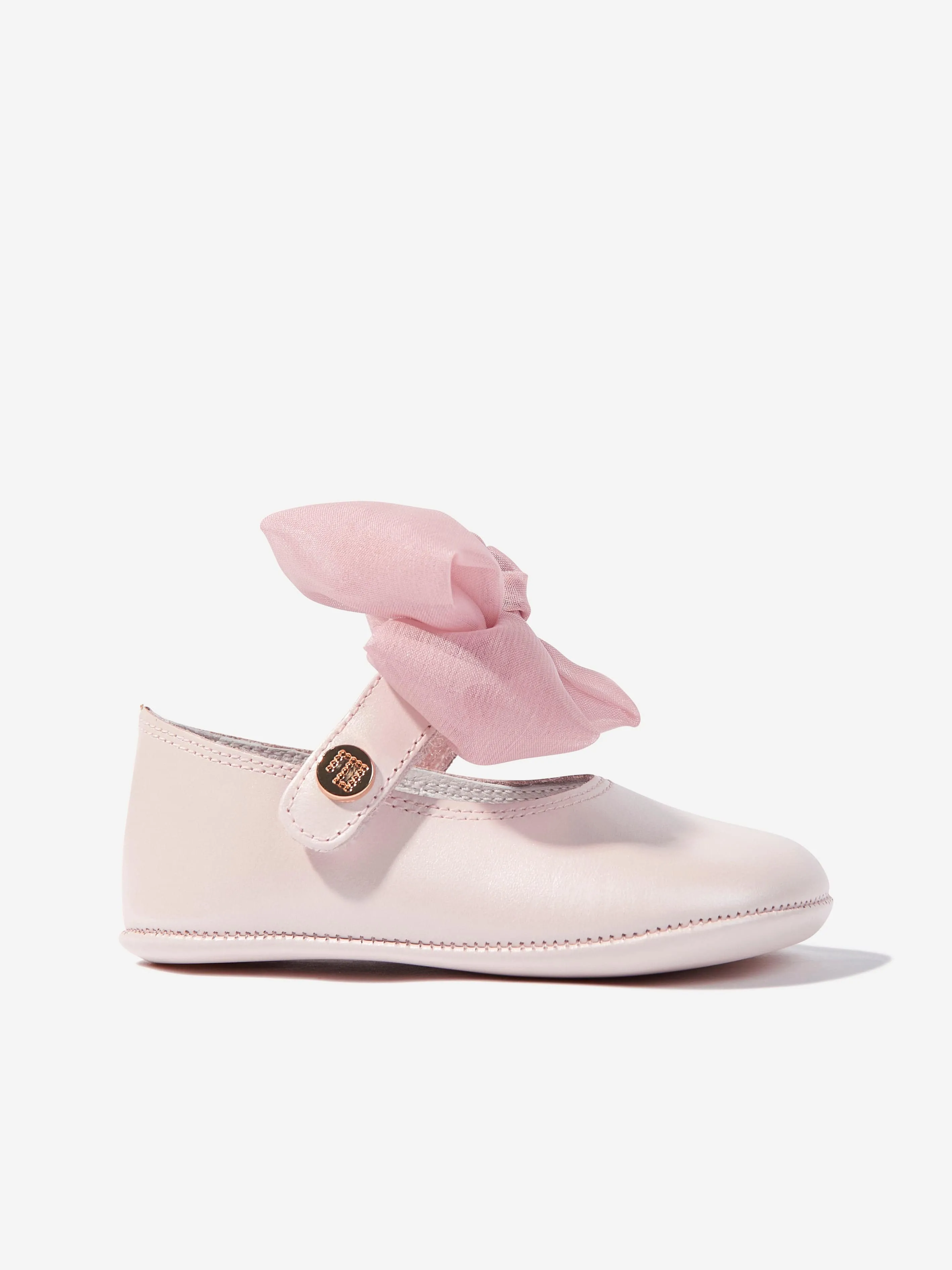 Baby Girls Leather Bow Shoes in Pink