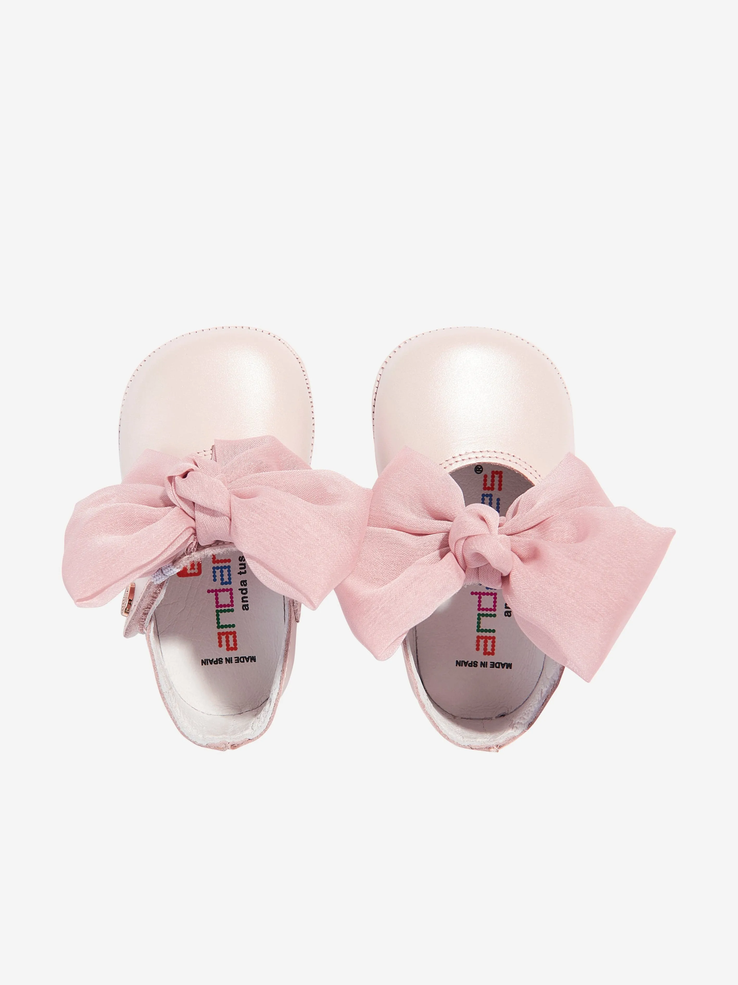 Baby Girls Leather Bow Shoes in Pink