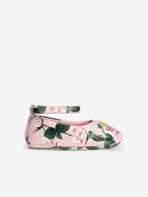 Baby Girls Leather Rose Pre-Walkers in Pink