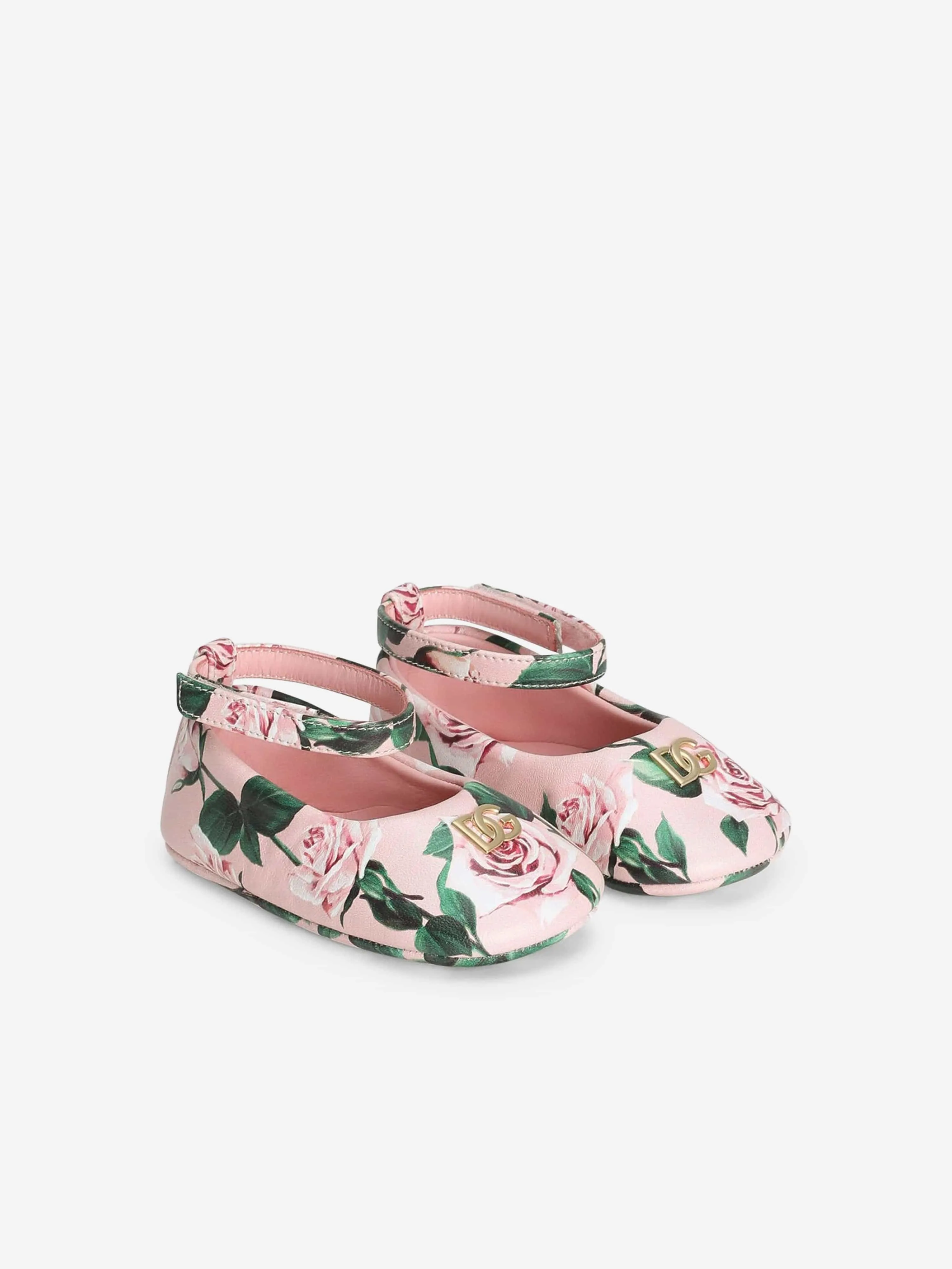 Baby Girls Leather Rose Pre-Walkers in Pink