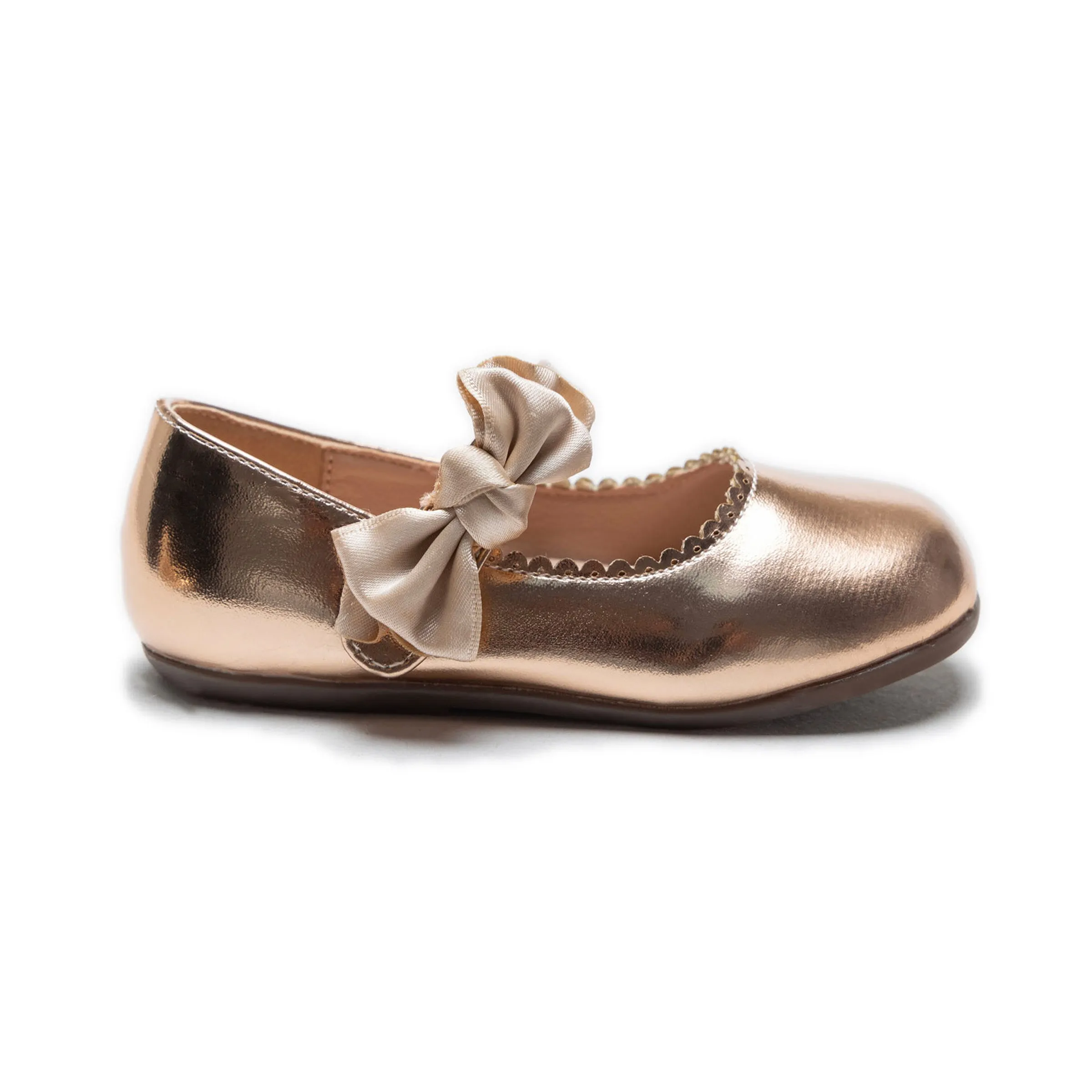 Champagne Satin Elodie Bow Flats
