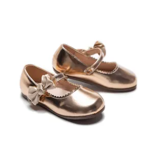 Champagne Satin Elodie Bow Flats