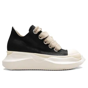 Denim Jumbo Laces Abstract Low Sneaks - Black/Milk