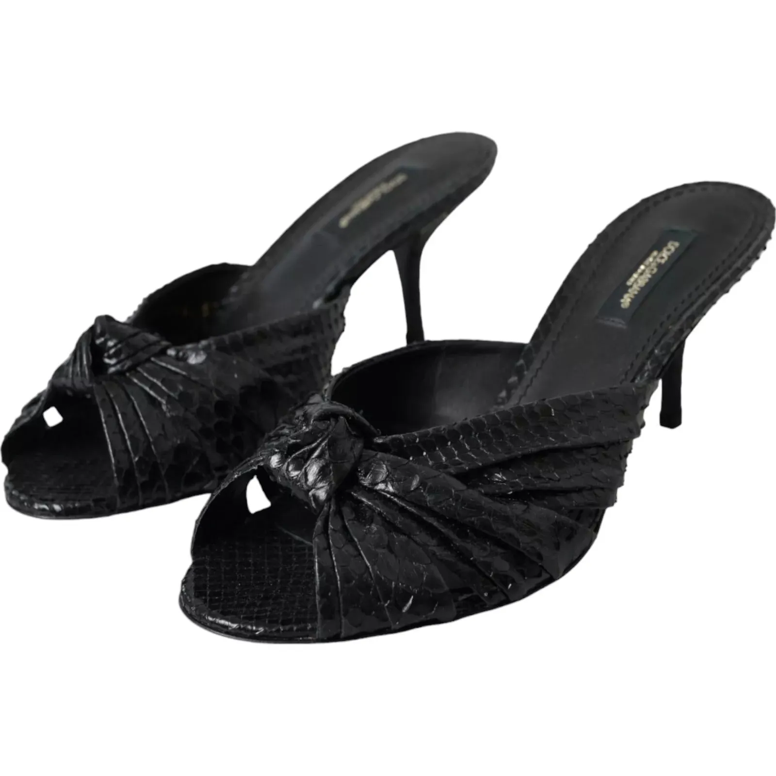 Dolce & Gabbana Python Leather Heels Slides Women's Shoes