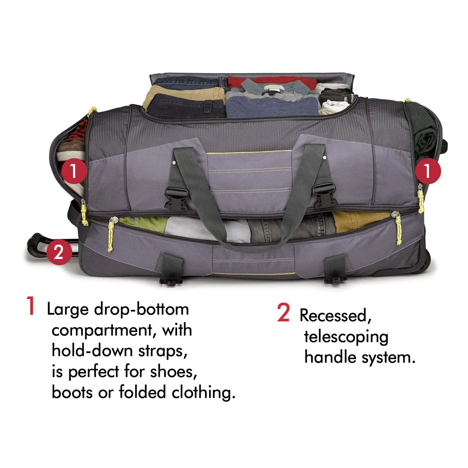 High Sierra Ultimate Access 2.0 Drop Bottom 26" 2-Wheel Wheeled Duffel Bags