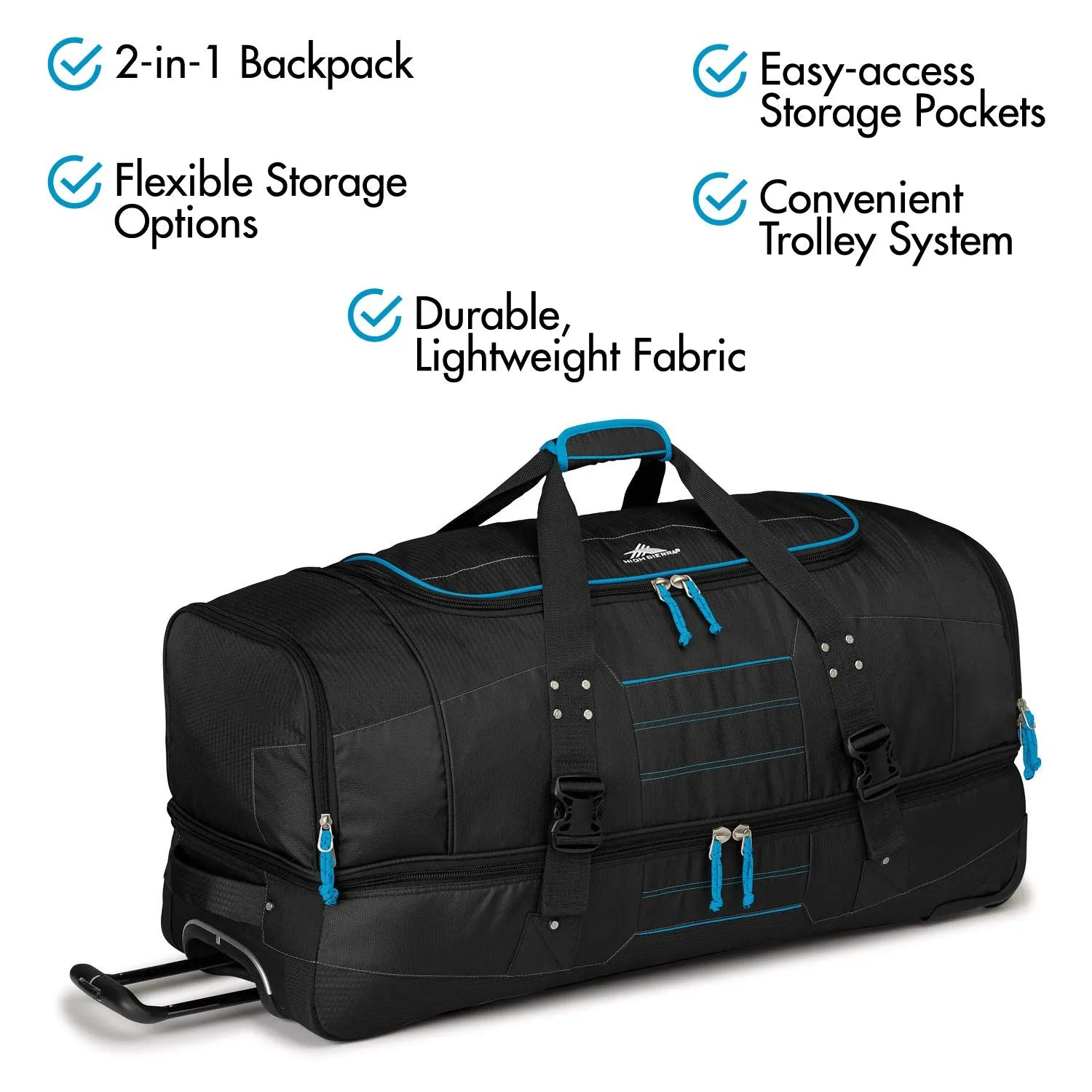 High Sierra Ultimate Access 2.0 Drop Bottom 26" 2-Wheel Wheeled Duffel Bags