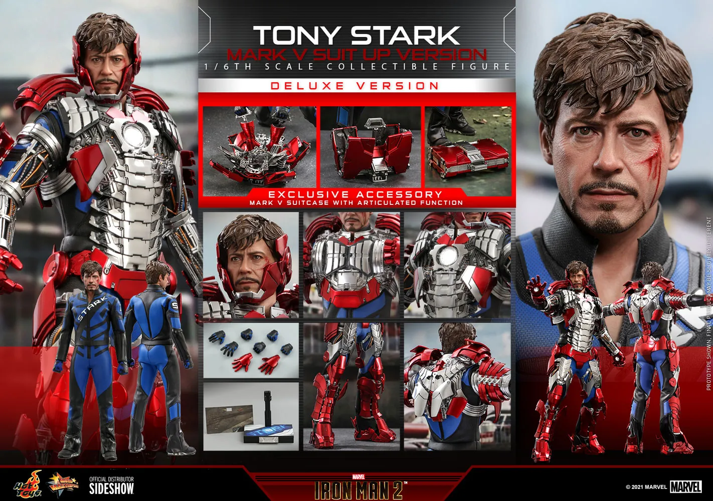 Hot Toys Sixth Scale Figure - Tony Stark (Mark V Suit Up Version) Deluxe Ver. - (Iron Man 2)