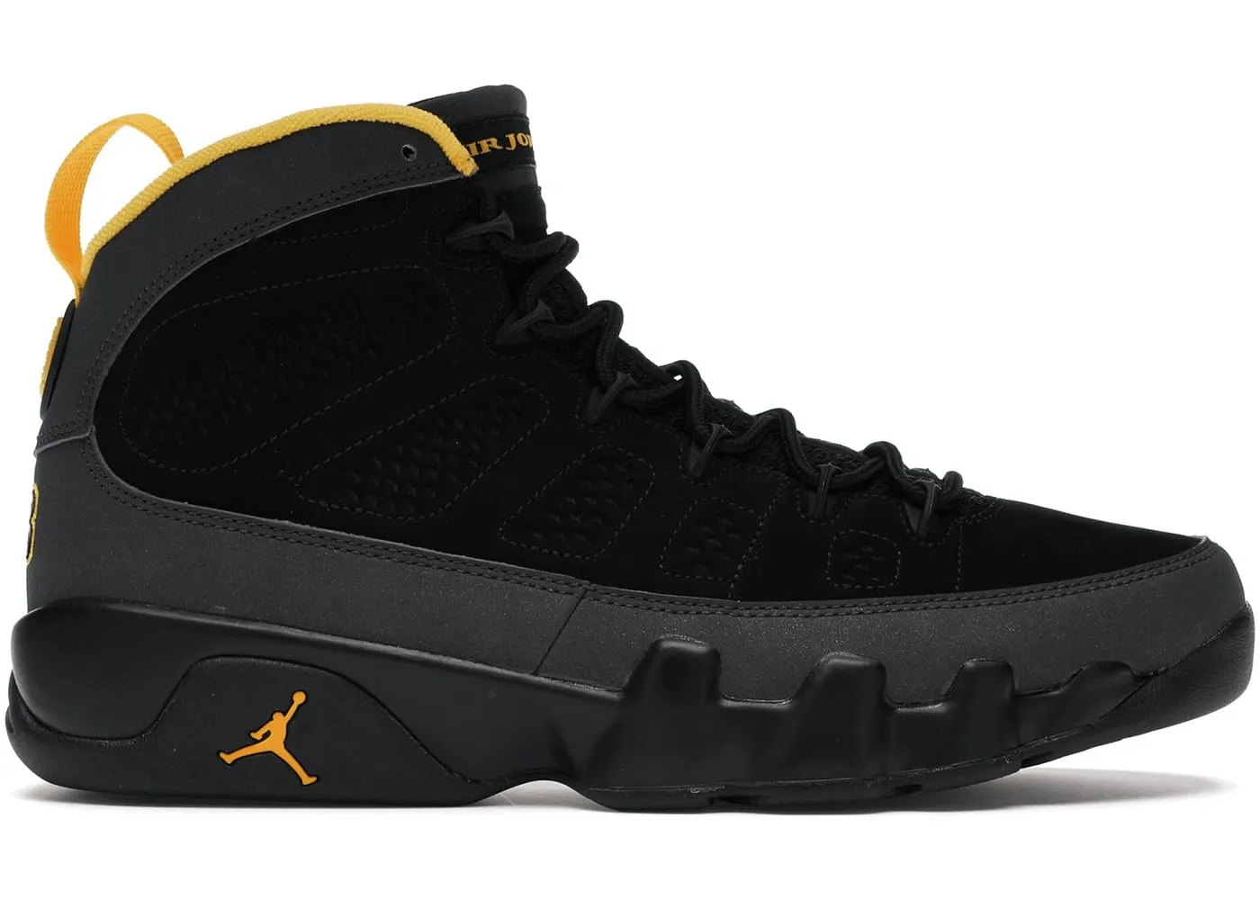 Jordan 9 Retro Dark Charcoal University Gold
