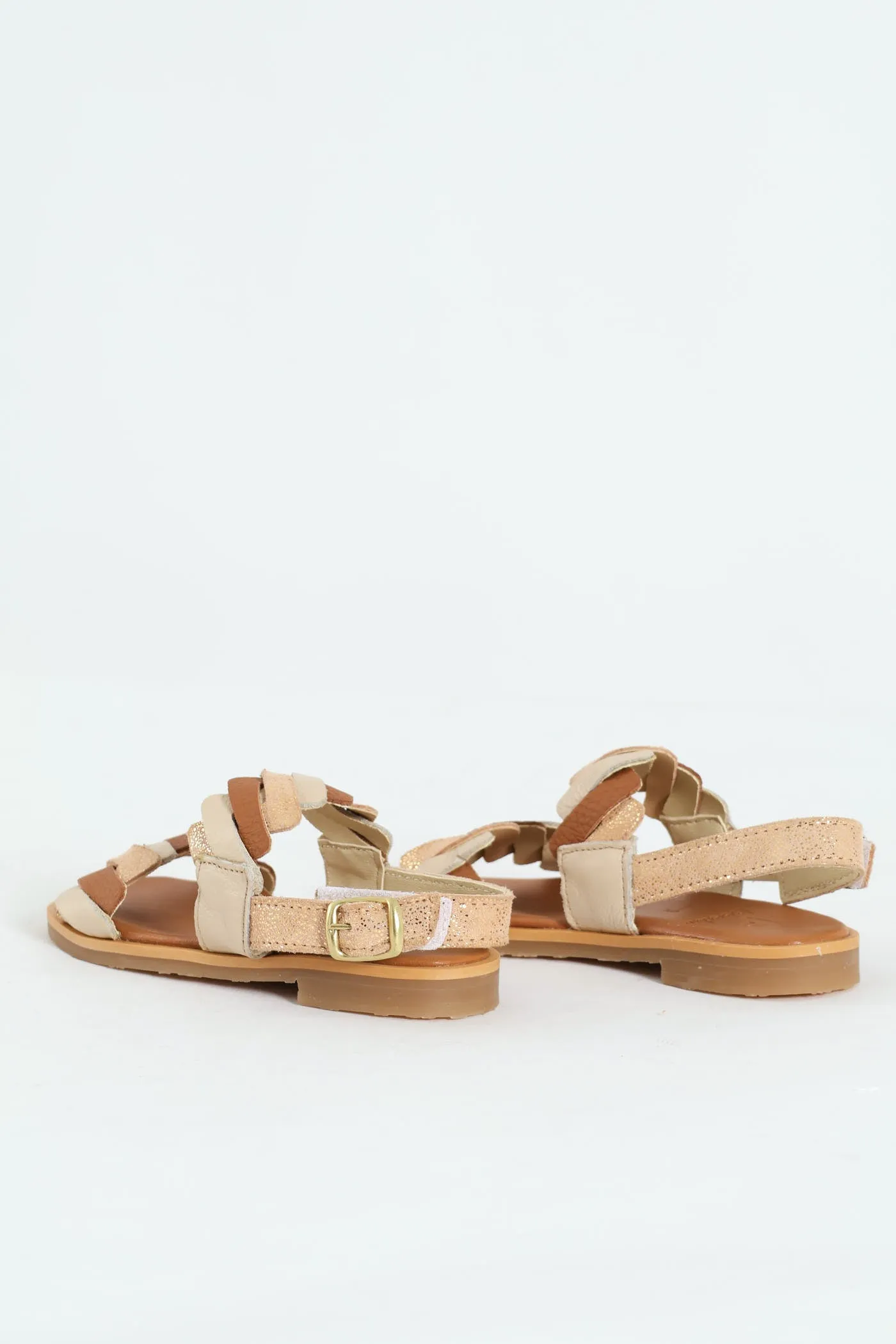 Keedo Girls Pleated Genuine Leather Sandal