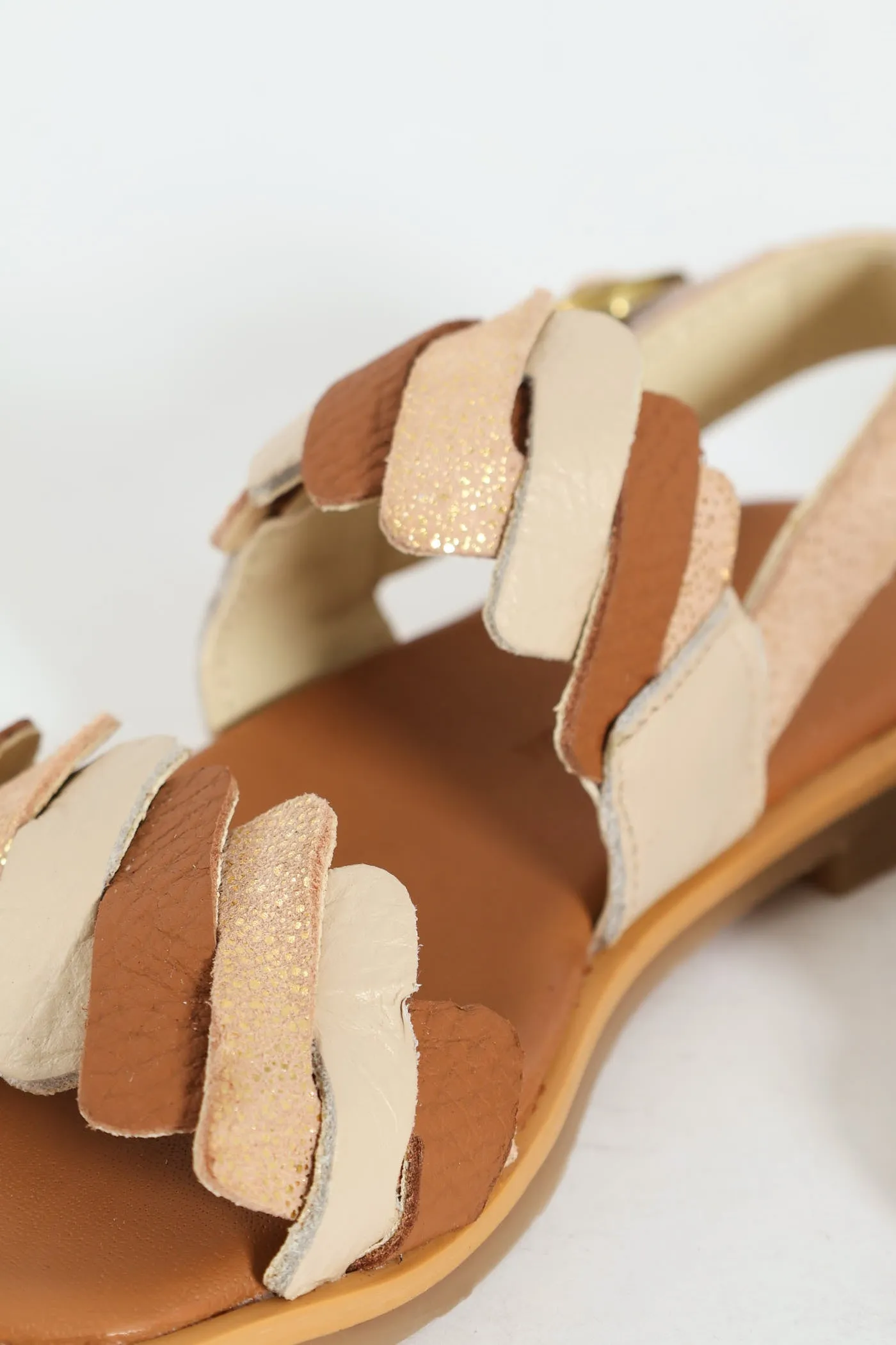 Keedo Girls Pleated Genuine Leather Sandal
