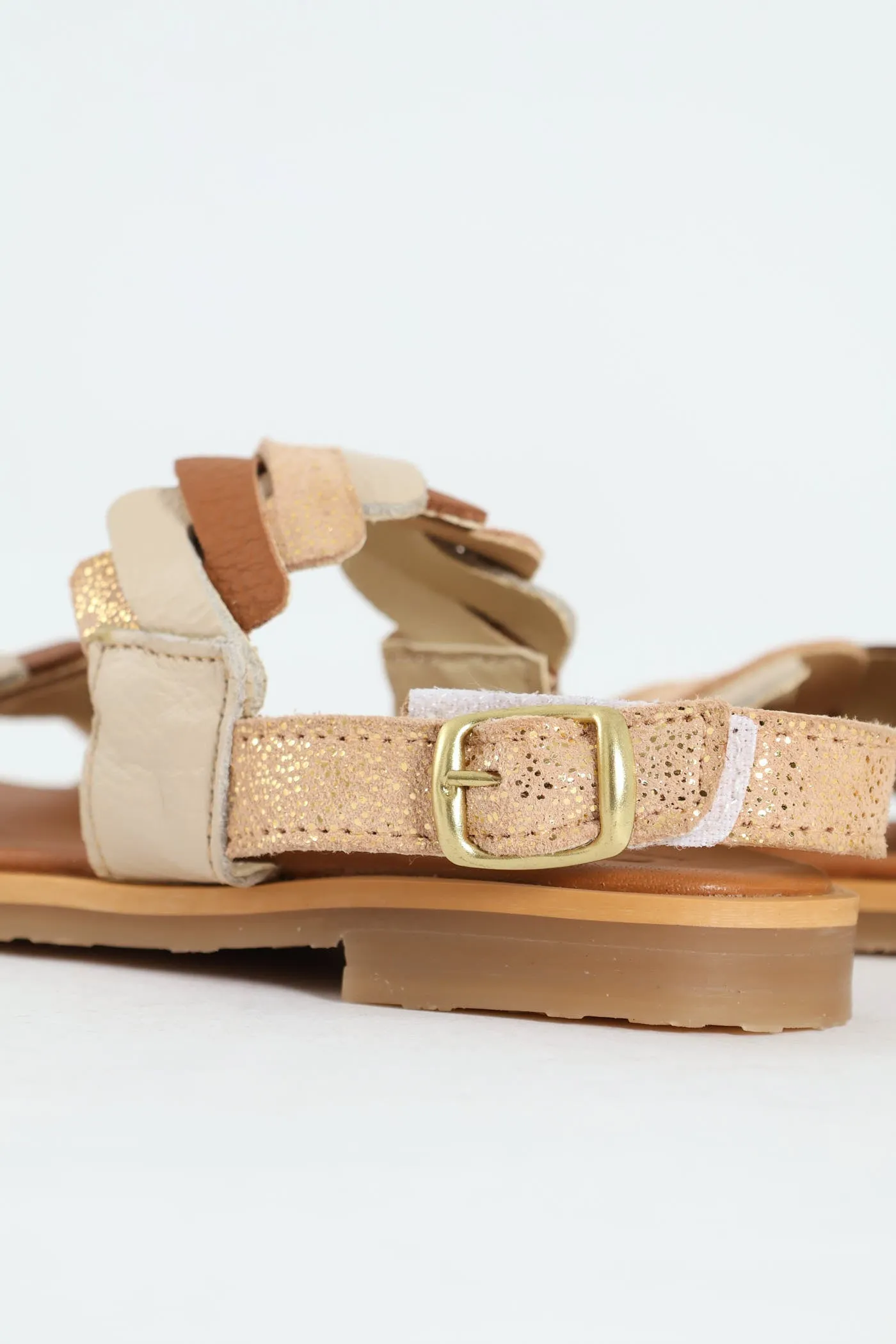 Keedo Girls Pleated Genuine Leather Sandal
