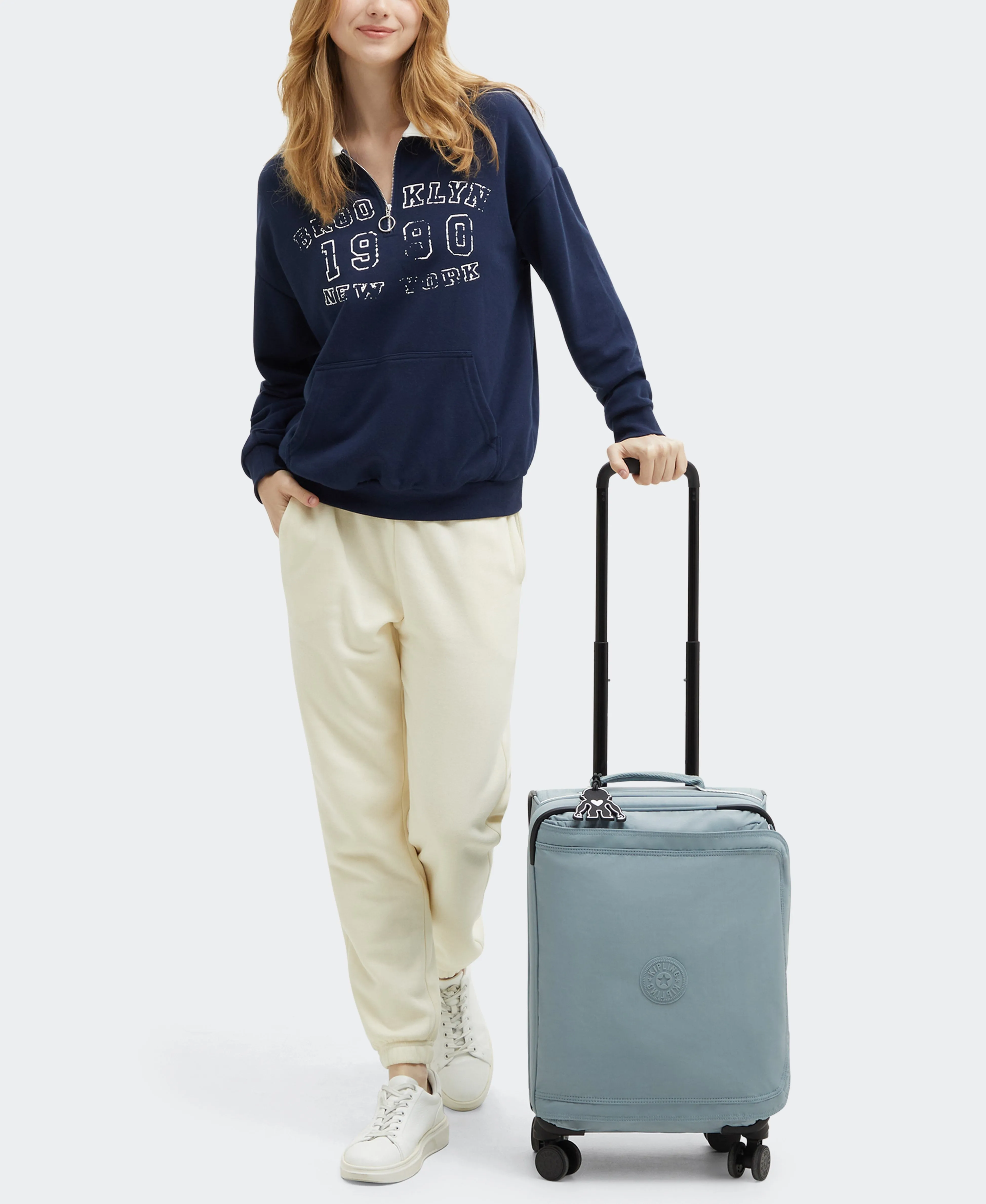 Kipling Spontaneous Small Rolling Luggage - Relaxed Grey