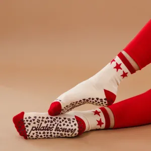 Life Happens Red Star - Crew Grip Sock (Barre / Pilates)