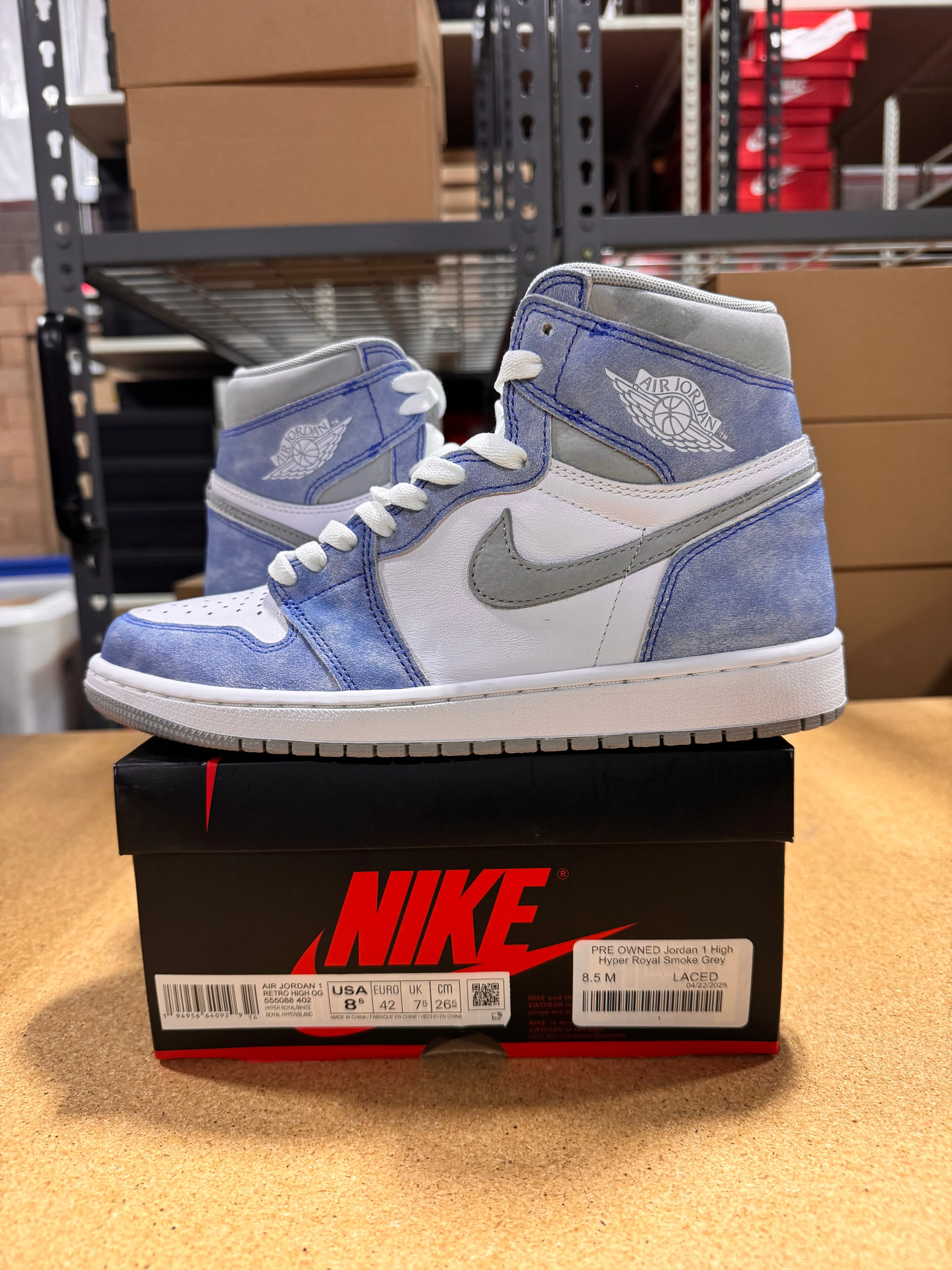 PRE OWNED Jordan 1 High Hyper Royal Smoke Grey