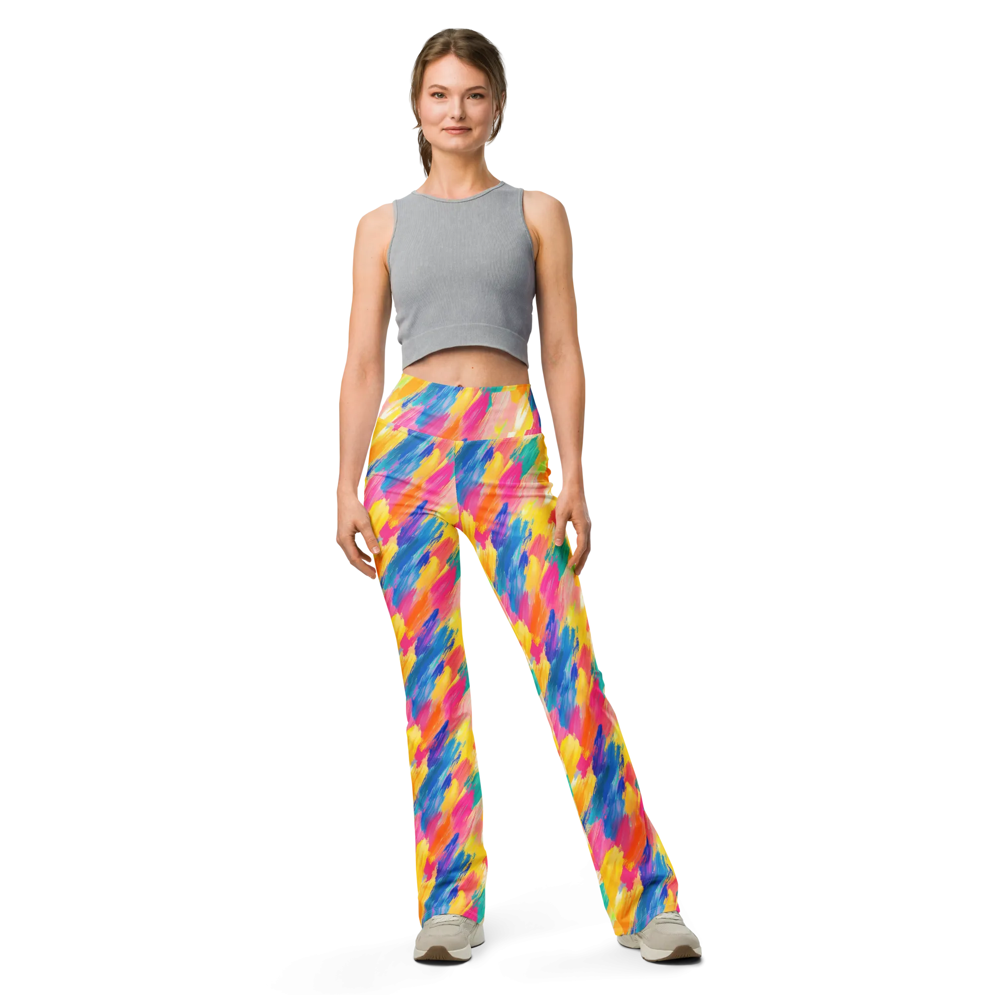 Rainbow Brush Flare leggings