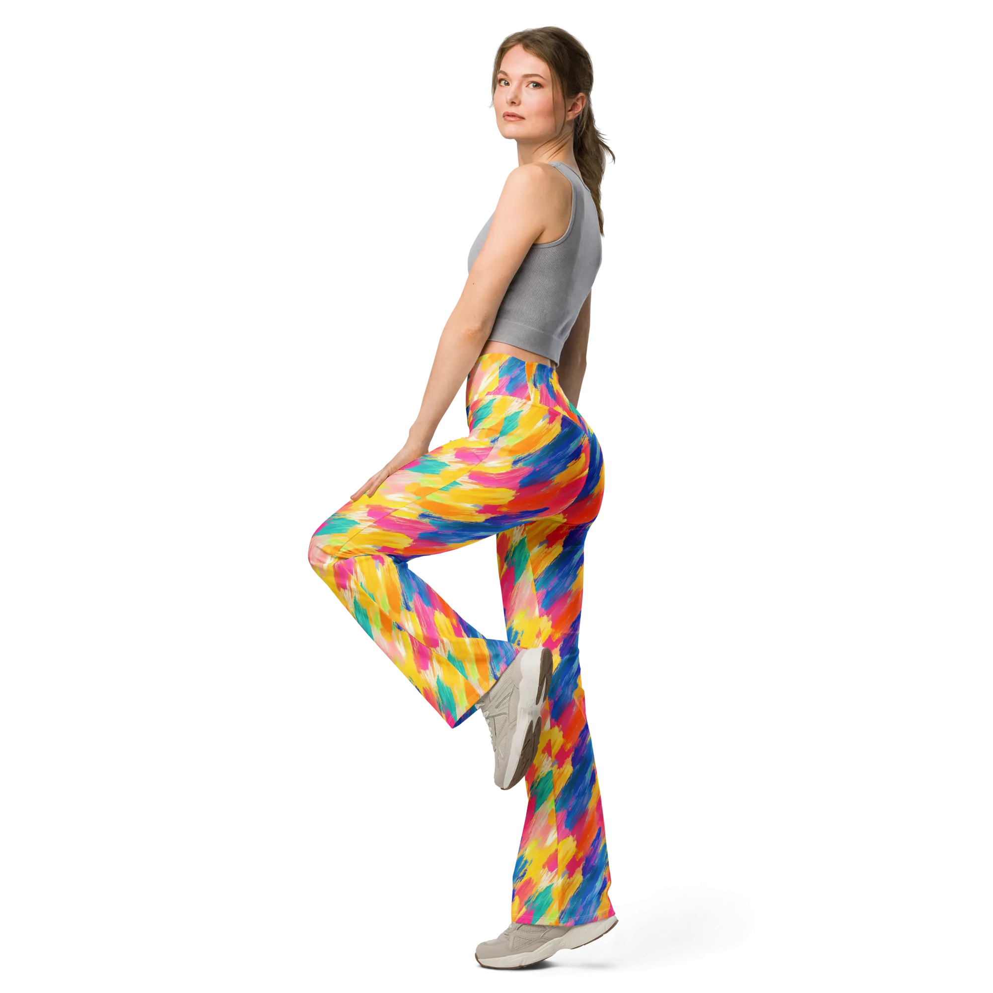 Rainbow Brush Flare leggings