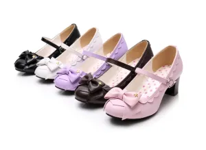 Scallop Edge Bow Knot Heels
