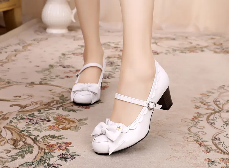 Scallop Edge Bow Knot Heels