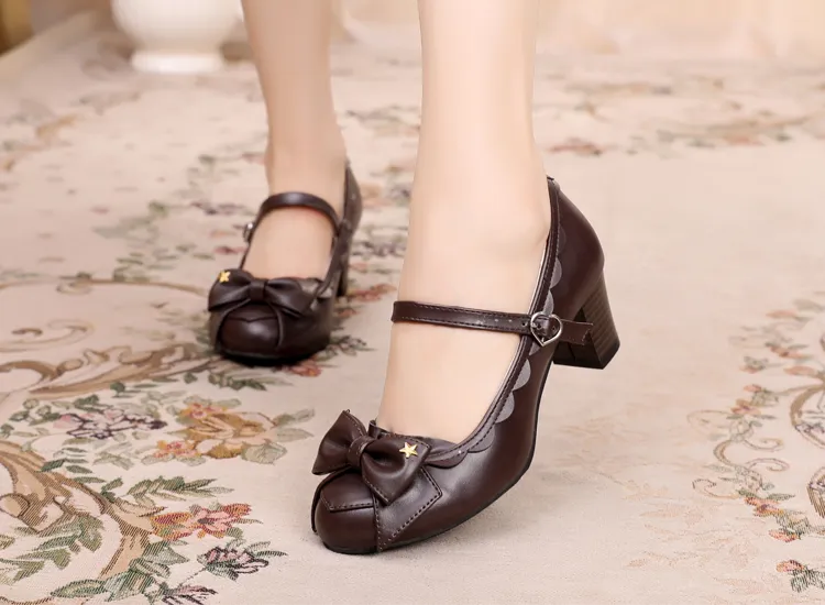 Scallop Edge Bow Knot Heels