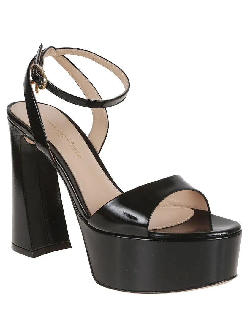 Sculptural Heel Leather Sandal