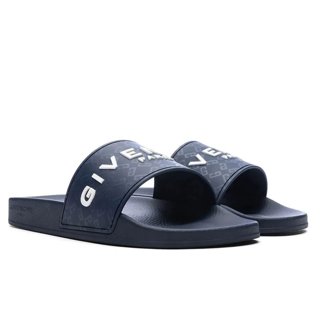 Slide Flat Sandals - Dark Blue