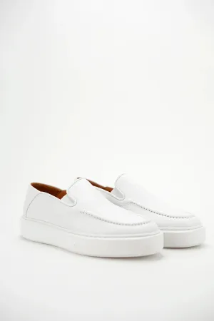 Slip On Casual White leather Shoes