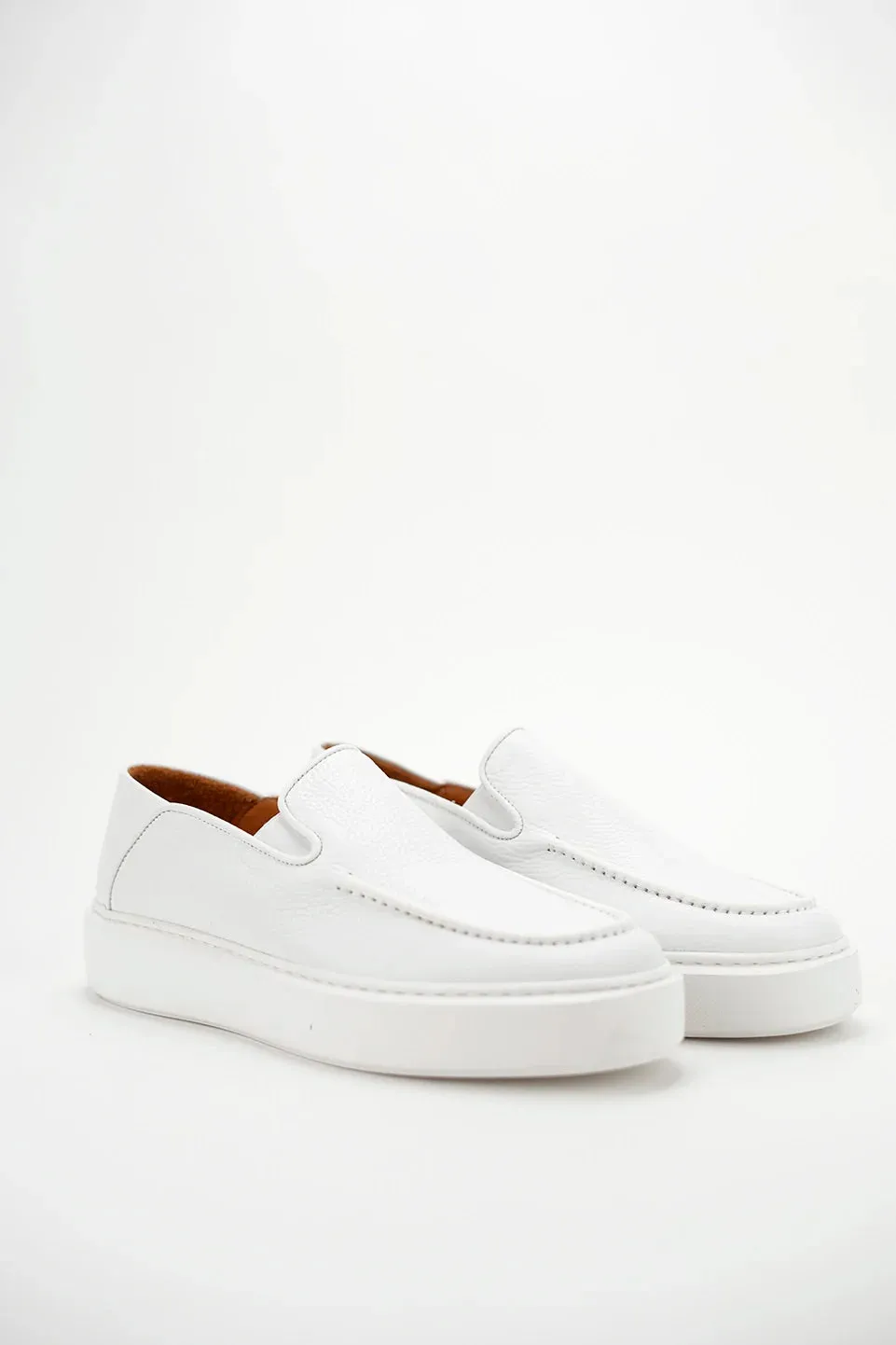 Slip On Casual White leather Shoes