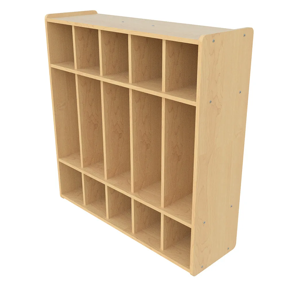 Tot Mate® 5-Section Preschool Locker with Cubbies, Coat Hooks & Shoe Storage | Maple Finish