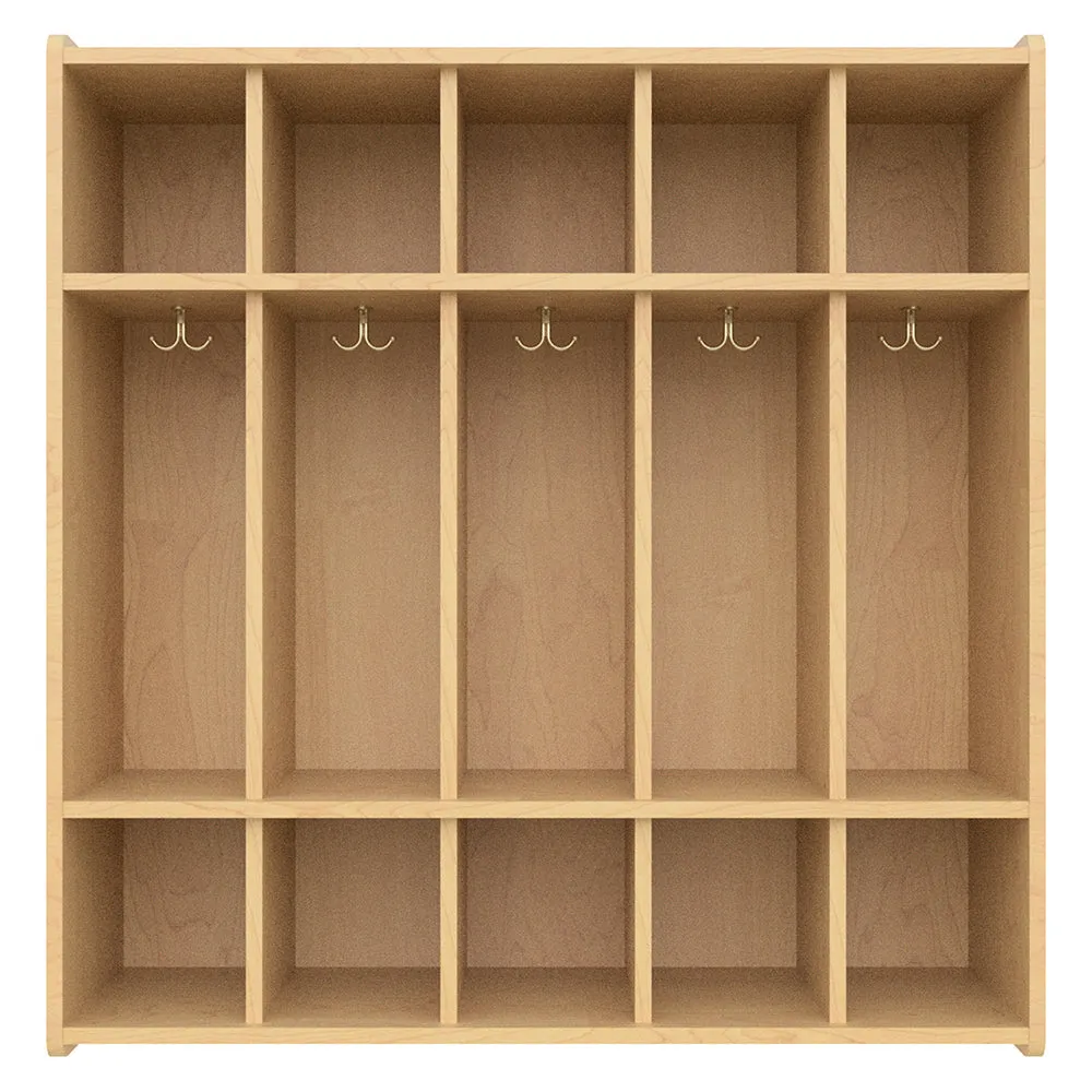 Tot Mate® 5-Section Preschool Locker with Cubbies, Coat Hooks & Shoe Storage | Maple Finish