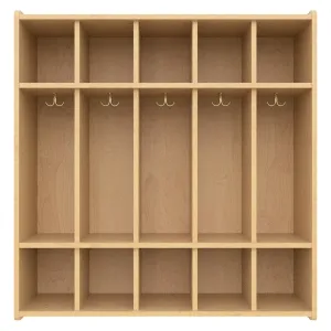 Tot Mate® 5-Section Preschool Locker with Cubbies, Coat Hooks & Shoe Storage | Maple Finish
