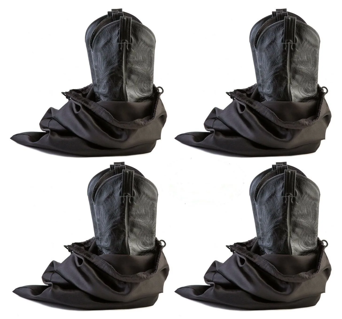 Travel Shoe Bags, Made of Strong Lustrous Ballistic Nylon (Black) (4-PK)