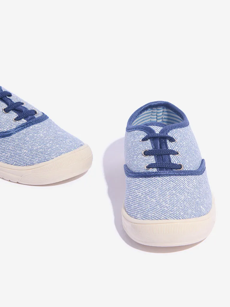 Yellow Blue Stripe Printed Lace-Up Shoes