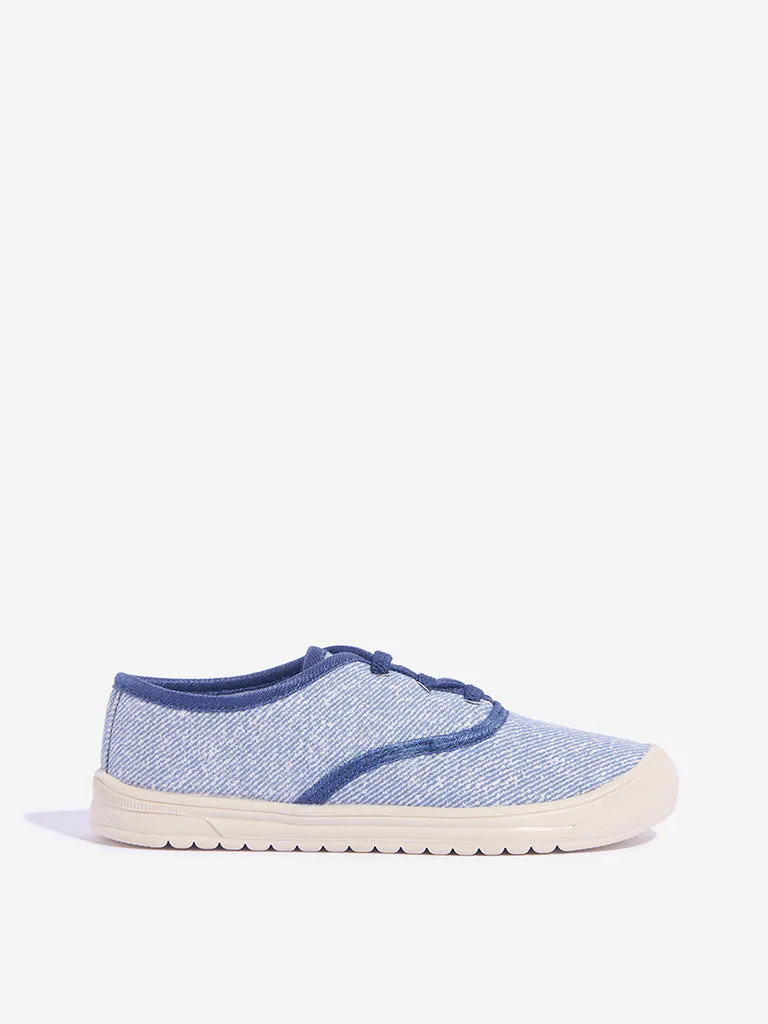 Yellow Blue Stripe Printed Lace-Up Shoes