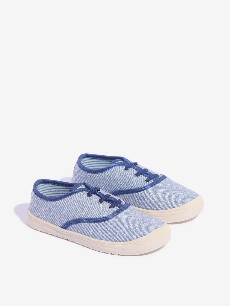 Yellow Blue Stripe Printed Lace-Up Shoes