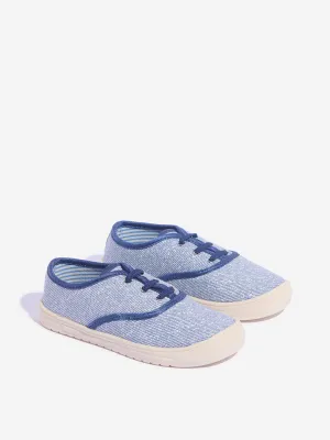 Yellow Blue Stripe Printed Lace-Up Shoes